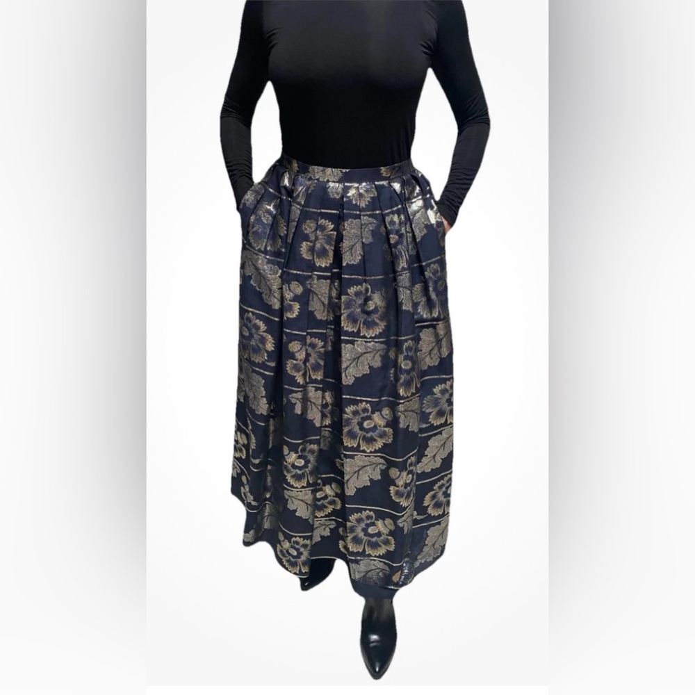 Vintage Oscar de la Renta Elegant Floral Maxi Skirt